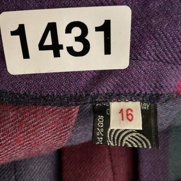 VTG Boundary Waters 100% Wool Tartan Blue/Red Plaid Pleated Skirt Women Size 16 - Picture 3 of 10